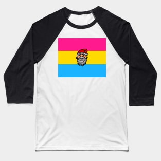 Drawing of Santa Claus face on Pansexual pride flag background t Baseball T-Shirt